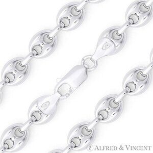 Puffed Marina / Mariner Link Italian Chain Bracelet in .925 Sterling Silver - 7"